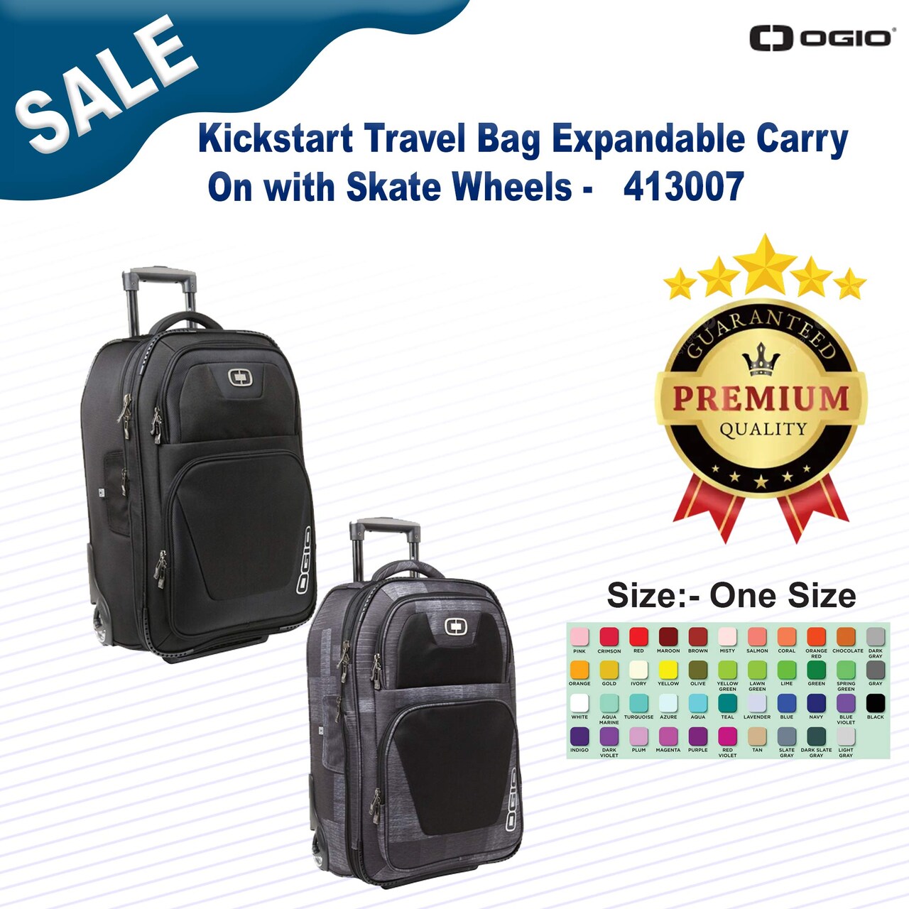 OGIO® Kickstart Travel Bag Expandable Carry On with Skate Wheels